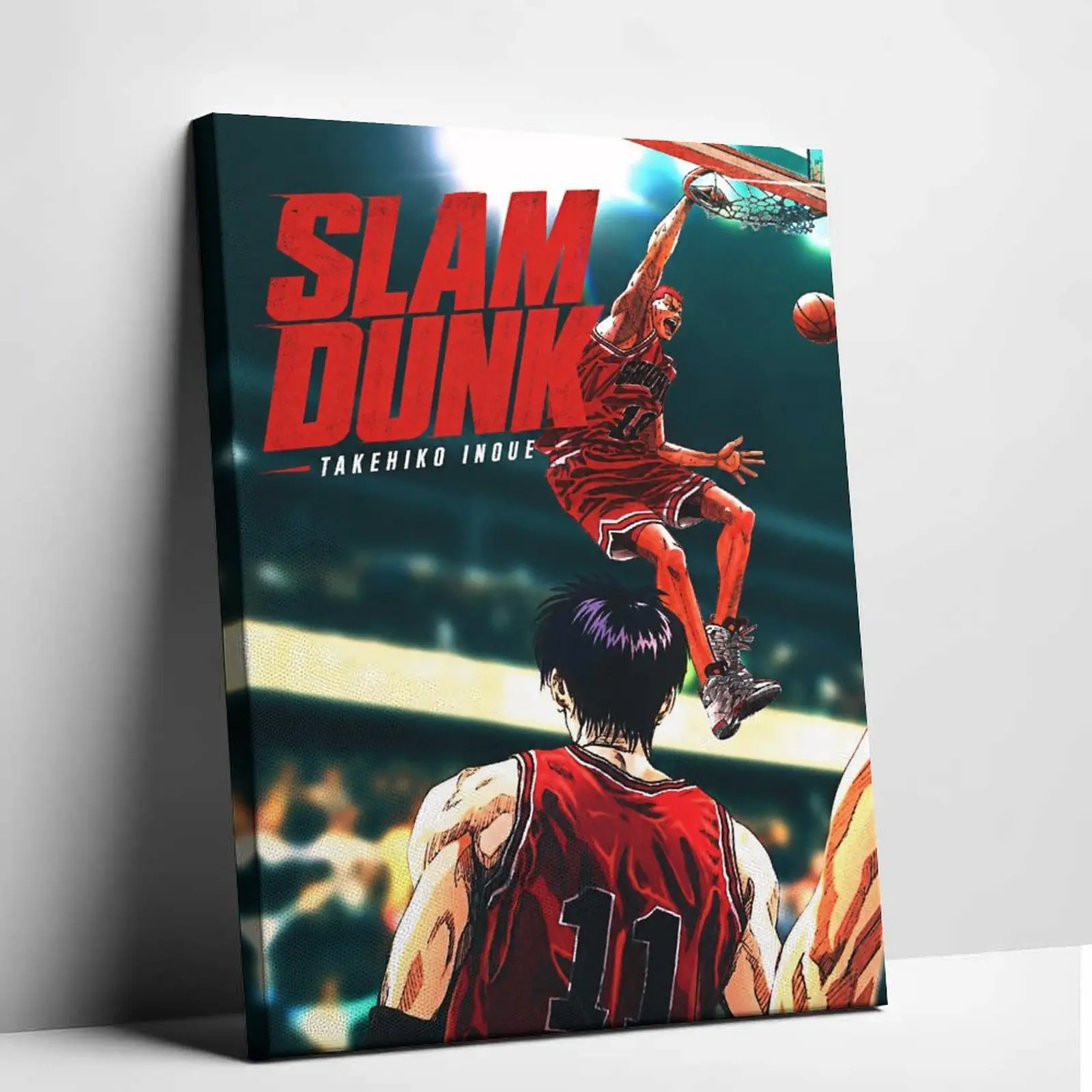Slam Dunk Anime Canvas Wall Art Sakuragi Dunk Poster Print Vintage Sports Basketball Canvas Painting Retro Manga Action Graphic Picture Decor for Living Room Bedroom Studio