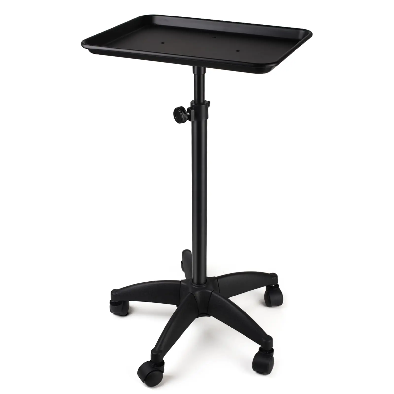 Salon Tray on Wheels, Adjustable Height Salon Rolling Tray Cart, Sturdy Hairstylist Color Tattoo Tray for Home, Clinic, Salon&Spa Use(Black)