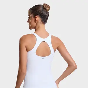 RUNNING GIRL Women's Workout Tank Top with Built-in Bras Open-Back Design Stretchable Activewear Solid Sports Vest for Yoga Running Gym Outfits Gymswear Gymwear Athletic Training Apparel