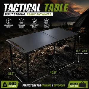 Heavy Duty Folding Camping Table, Portable Aluminum Outdoor Table with Carry Bag, 200KG Load Capacity, Hydraulic Support Legs for Camping, Overlanding, BBQ, Picnic & RV Travel