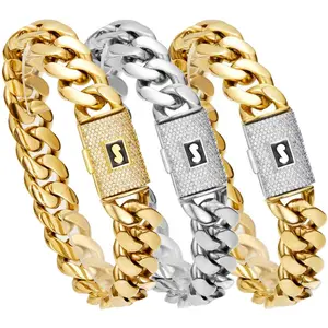2026 New Style Stainless Steel Monaco Bracelet Miami Cuban Link Chain For Men