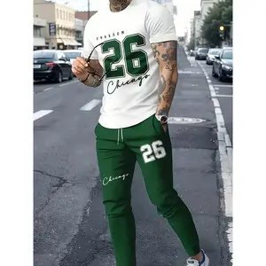 3D digital print long pants and short sleeve set
