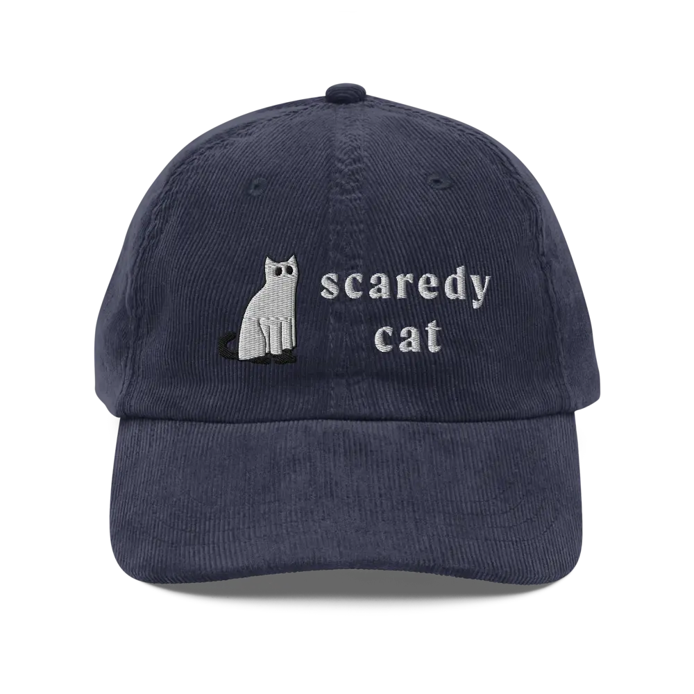 Scaredy Cat Corduroy Hat | Boo Basket Spooky Halloween Gift Cap Hat | Cute Clothes for Fall and Autumn