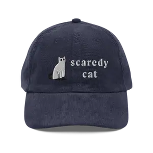 Scaredy Cat Corduroy Hat | Boo Basket Spooky Halloween Gift Cap Hat | Cute Clothes for Fall and Autumn