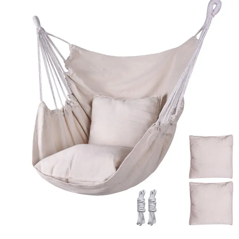Tanlook woven hanging hammock chair swing, max 300 lbs weight capacity, includes 2 cushions, indoor and outdoor hanging chair, comfortable and cozy.