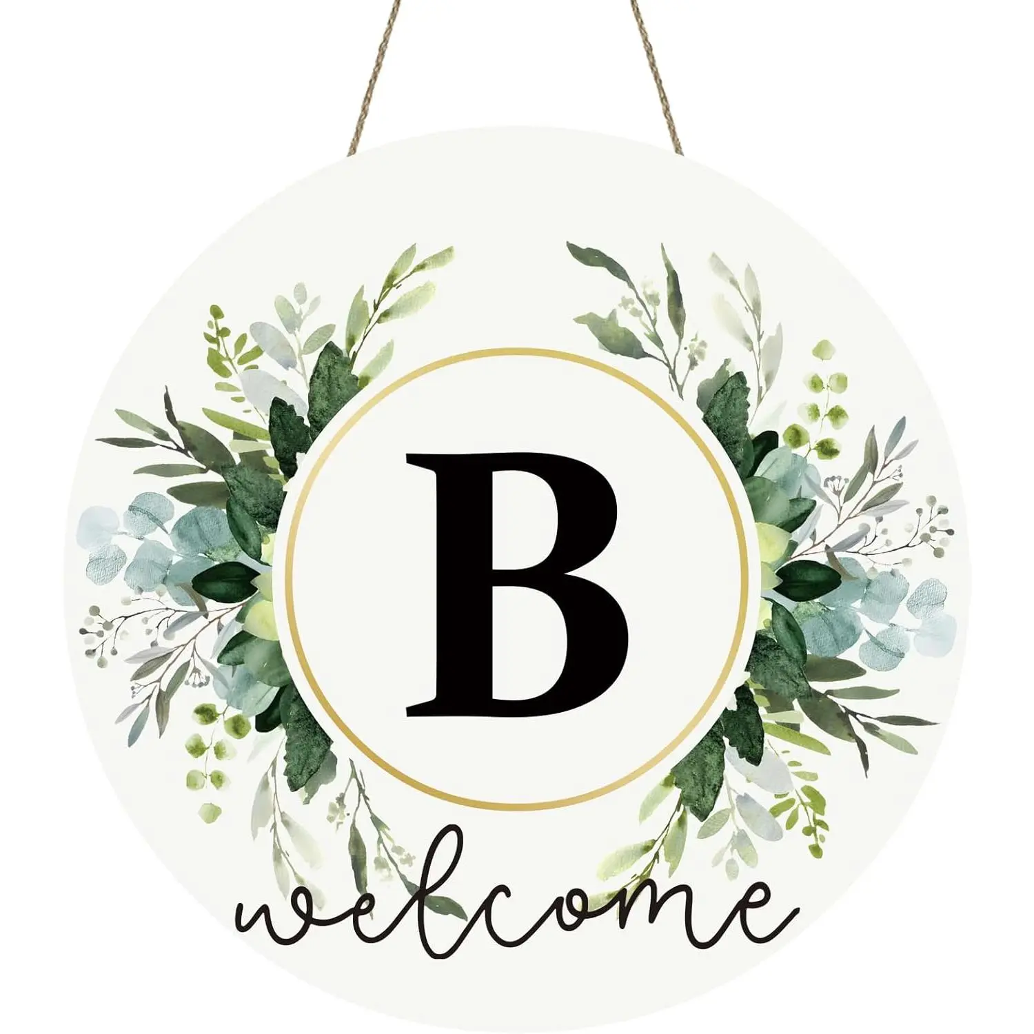 Woody Letter B Artificial Wreath with Flower Accents, Bright Welcome Door Decoration, Outdoors Porch Sign, Rustic Boho Home Wall Art, House Warming Gift