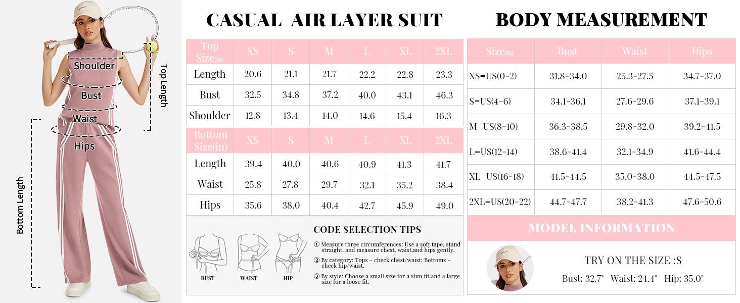 Casly Lamiit 2 Piece Sets for Women Summer Outfits Mock Neck Tank Top & Wide Leg Pants Stripes Casual Loungewear Tracksuits Tanktop Fitted