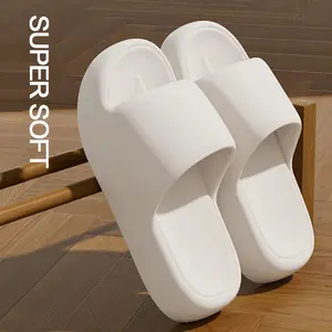 Unisex Non Slip Bathroom Home Slippers Soft Sole EVA Pillow Slides Summer Flat Beach Sandals Woman Thick Platform Cloud Slippers