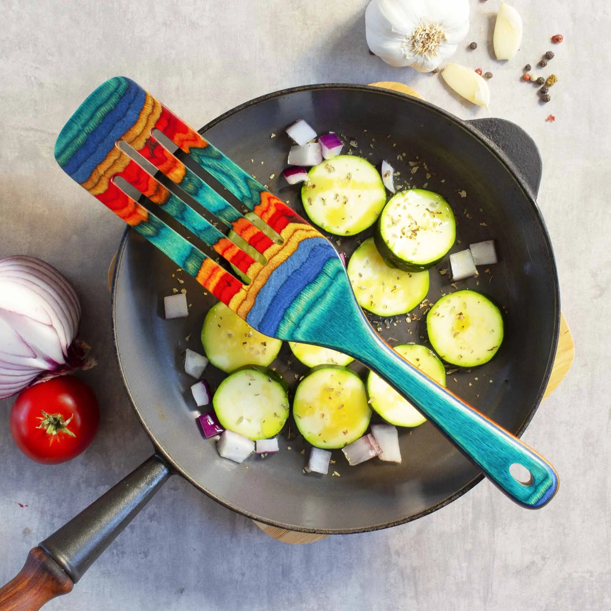 Baltique Montego Bay Collection Spurtle 13" Wooden Kitchen Utensil for Cooking and Serving, Non-Stick Safe
