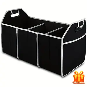 1 piece universal car trunk organizer, portable foldable waterproof car storage bag, with 3 compartments, suitable for SUVs, trucks, vans, sedans, Christmas gift