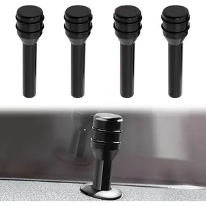 4 PCS Car Door Lock Knobs, 1.93" x 0.47" Aluminum Alloy Inner Door Lock Pull Pins, Safety Door Lock Pin Decorative Replacement Accessory, Suitable for Most Cars, SUVs, Trucks, Vans (Black)
