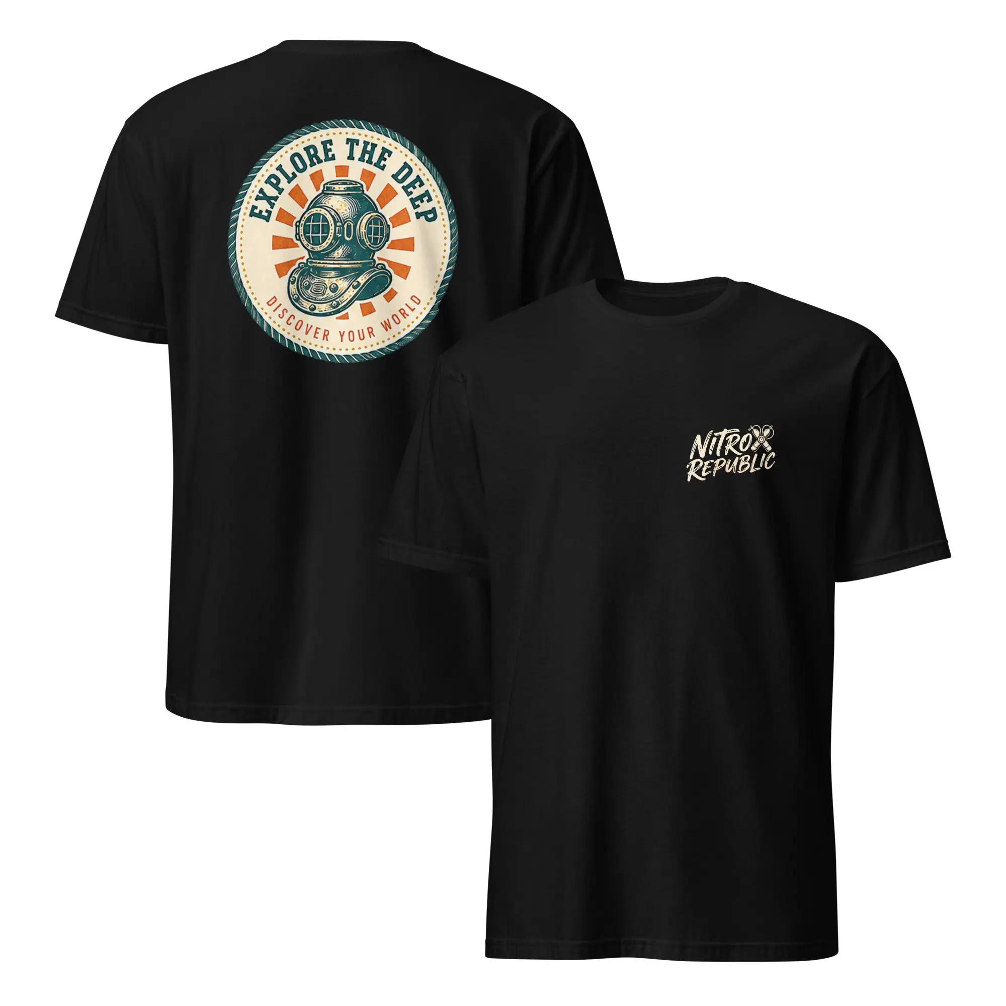 Retro Sunburst Explore the Deep Unisex T-Shirt