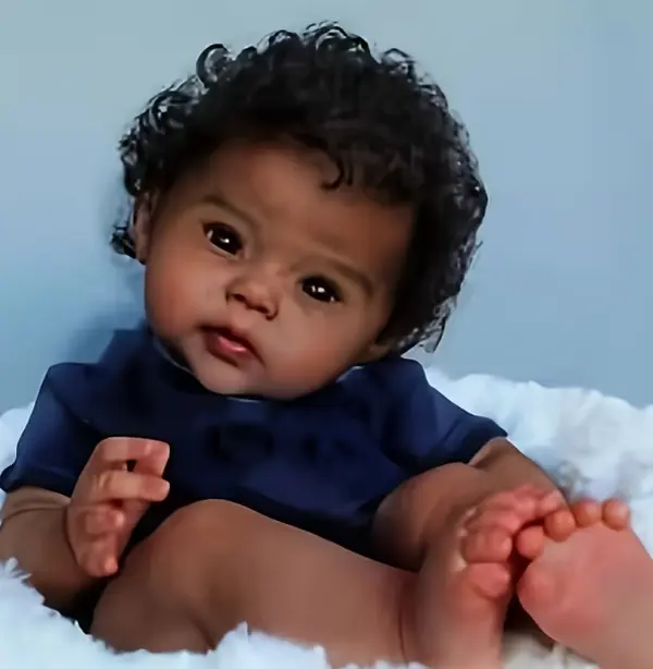 Black Reborn Baby Dolls Boy Vinyl Full Body, 18 inch Realistic Baby Doll, African American Baby Boy Black Reborn Dolls with Accessories