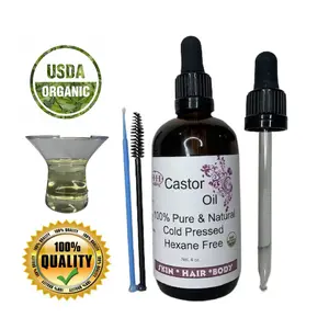 Castor Oil Starter Pack Cold Pressed Hexane Free Organic Holistic Hair and Skin 4 oz Glass Amber Bottle