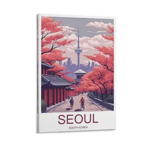 Seoul Travel Print - South Korea, Seoul Travel Posters Poster Canvas Wall Art For Bedroom Decor Bar Office Room Decor Gift