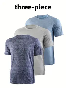 3 Pack Men’s Active Quick Dry Crew Neck T-Shirts | Athletic Gym Running Workout Short Sleeve Tees