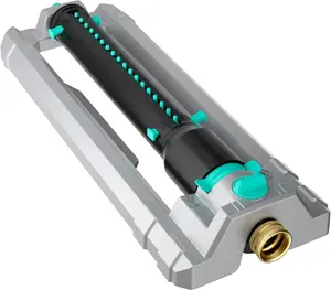 QUOBAS Heavy Duty Oscillating Sprinkler, 18-Hole Nozzle with Zinc Alloy Metal Base, Adjustable Flow Control & Spray Width, with Cleaning Pin, Garden, Yard