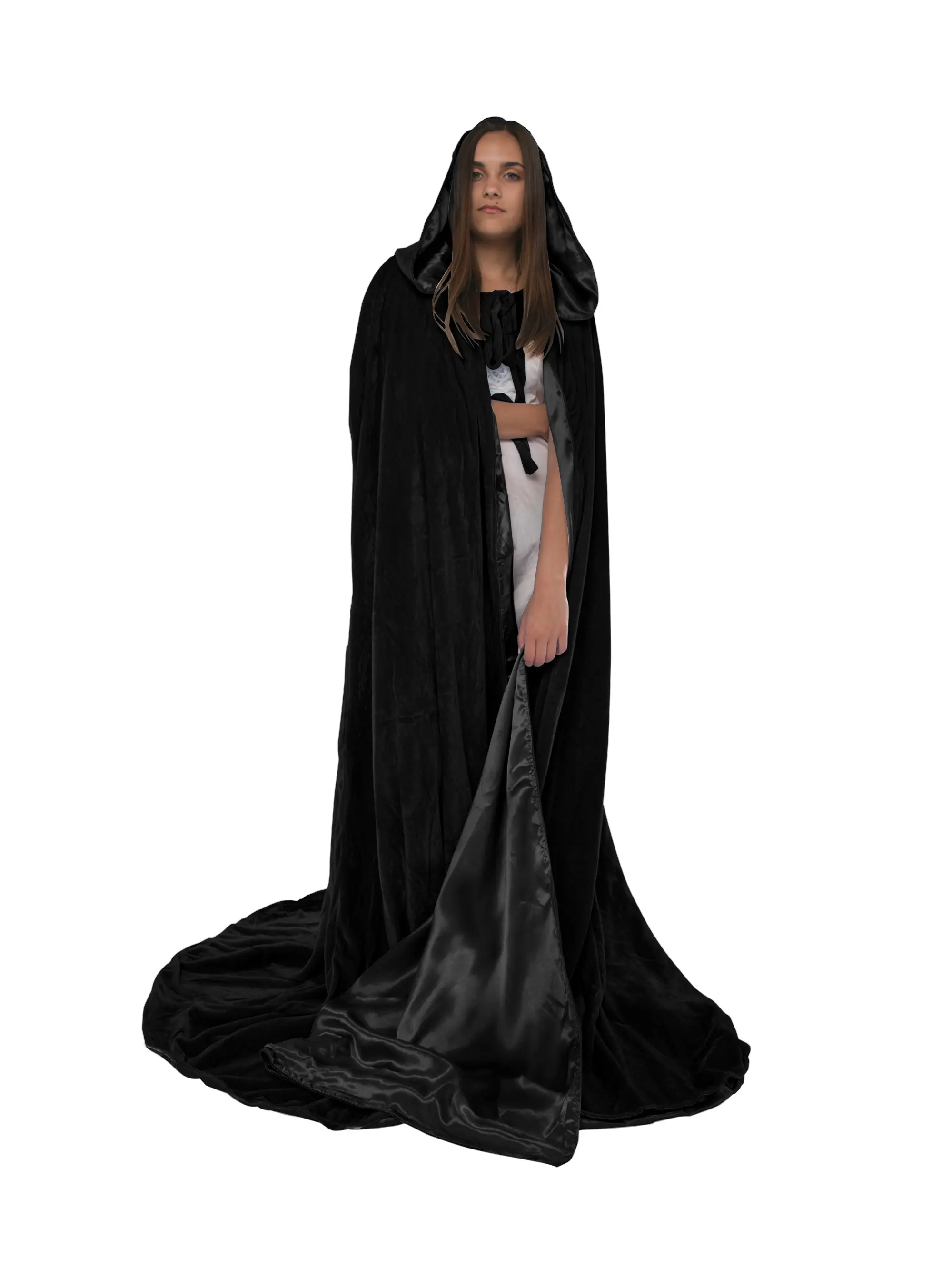 Cloak fully lined with satin, hooded cape for RenFaire, medieval gothic Larp Halloween Wicca Wizard Costume Long 62”and Short 50”