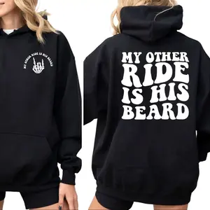 My Other Ride Is His Beard Shirt, Funny Biker Tee For Motorcycle Enthusiasts, Sarcastic Motorcycle Hoodie, Adult Humor Gift, Wife Life T Shirt, Unisex Regular Fit Crewneck Tee, Classic Streetwear