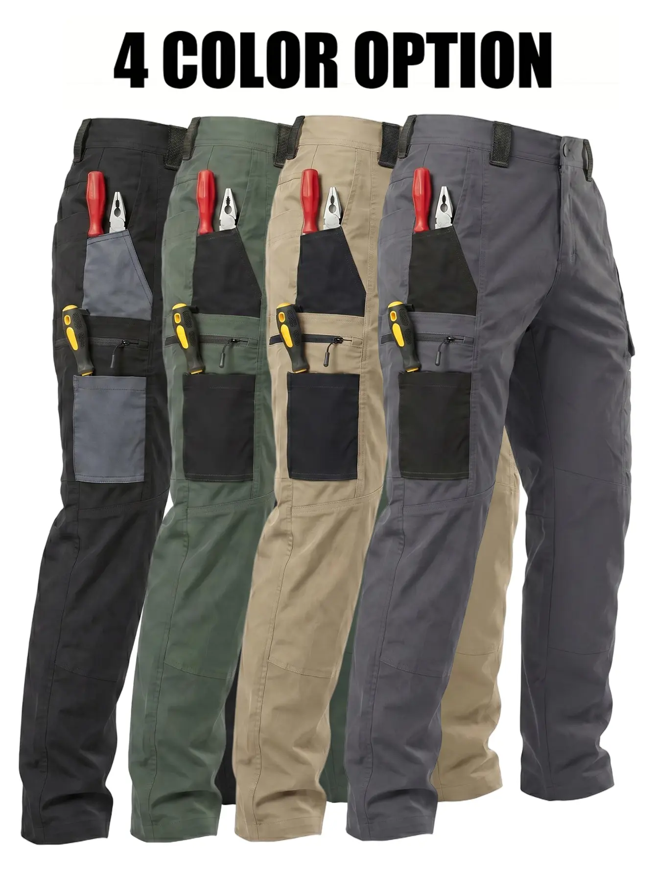 Men’s tactical cargo pants – non-stretch fabric with multiple pockets, regular fit, machine washable – comfortable for everyday wear – durable and abrasion-resistant, suitable for outdoor hiking and casual workwear – casual cargo pants
