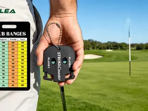 Portable Golf Small Scorers & Club Range Chart Set, 2-Player Mini Score Keeper with Hanging Rope, Credit Card-Size Yardage Tool for Golf Training & Competitions