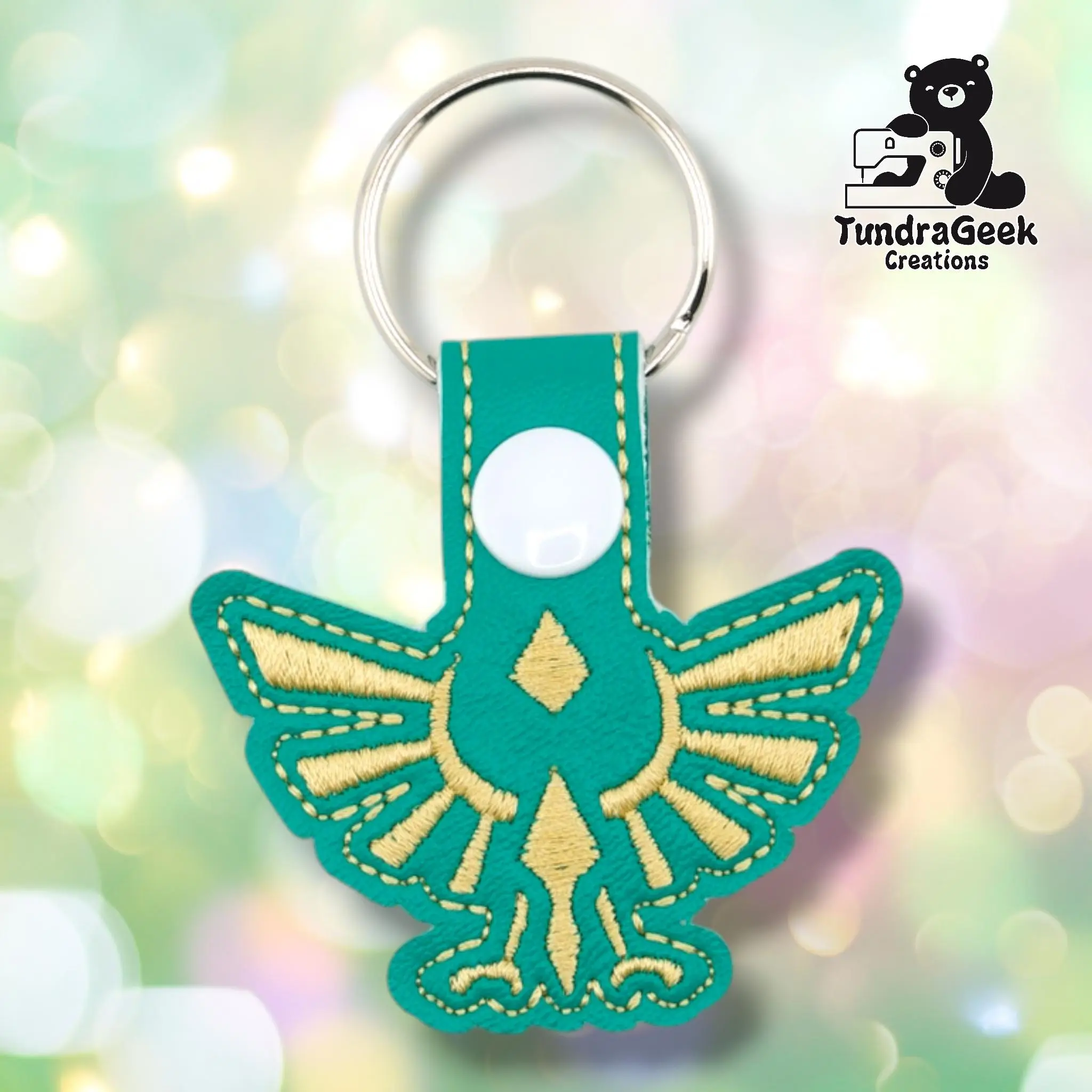 Hylian Crest Keychain | Embroidered Faux Leather | Gamer Gift | Legend of Zelda Fan Gift | Handmade Keychain | Alaska Made