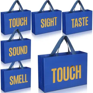 5 Senses  Bags for Him Her Five Senses  Bags with Ribbon Handle Gifts Decoration for Birthday Wedding Anniversary Valentine's Day Graduation Party(Navy Blue,15 x 10.6 x 4.7 Inch)