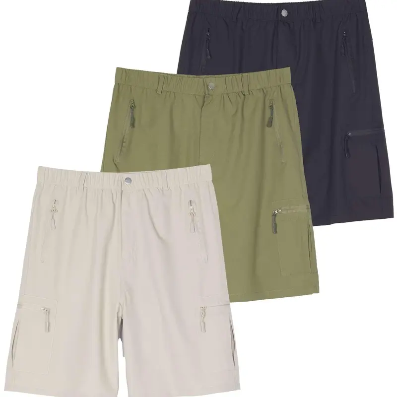 Real Essentials 2 & 3 Pack: Men’s Hiking Cargo Shorts – Quick Dry Outdoor Shorts with 9" Inseam & Zipper Pockets