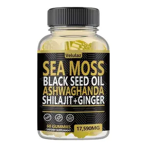 Sea Moss Black Seed Oil Ashwagandha Gummies – 17590mg Herbal Blend with Elderberry & Turmeric (60 Gummies)