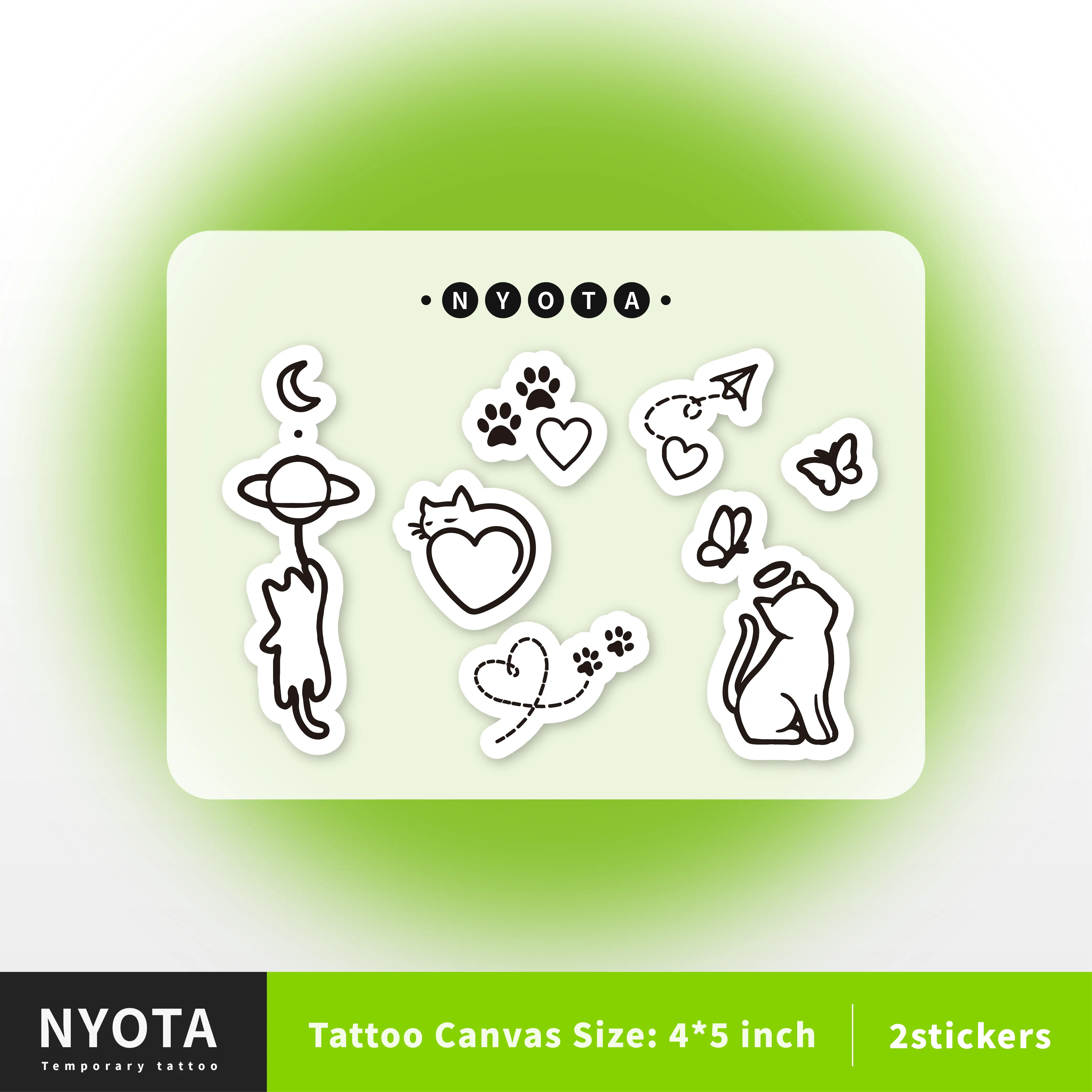 NYOTA Waterless Instant Tattoo Sticker - Strike of luck 3.5x5 Inch Temporary Tattoos - 10 Stickers Included