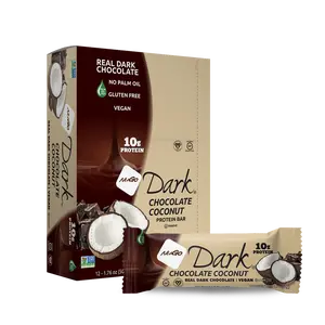 NuGo Dark Chocolate Coconut Protein Bar, 10g Vegan Plant Based Protein, Gluten Free, Kosher Pareve, Non-GMO Verified, 12 count