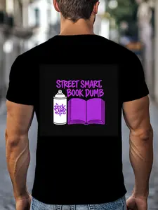 Street Smart Short Sleeve T-Shirt, American Graffiti Style, Skin-Friendly Breathable, Casual Streetwear, Skateboard Party
