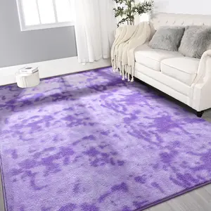 Tie-Dyed Purple Thickened Memory Foam Indoor Carpets, Large Ultra Soft Modern Area Rugs for Living Room Bedroom, Non-Slip Comfy Rug for Boys Girls Nursery Room Home Decor,4x6,5x8,6x9,7x10 Feet rugs living room