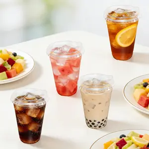 100 sets of covered transparent plastic cups, transparent drinking cups, 12 oz/16 oz/20 oz/24 oz plastic cups, suitable for iced coffee, juice and any cold drinks, suitable for wedding parties, outdoor barbecues, family gatherings and other occasions.