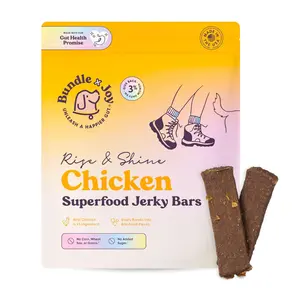 Bundle x Joy Rise & Shine Real Chicken Jerky Bars | Grain Free Limited Ingredient Dog Treats with Superfoods | Blueberries, Chia Seeds & Sweet Potato | Sensitive Dogs, All Sizes | Made in USA