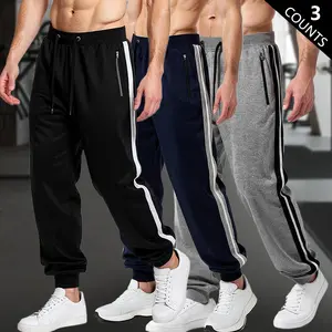 Men's New Knit Jogger - Loose Fit with Elastic Waistband and Drawstring, Suitable for All Seasons, Striped Design, Side Pockets - Machine Washable Men's Casual Pants, Relaxed Fit, Versatile, Perfect Gift for Christmas & Thanksgiving, Gym & Running Casual