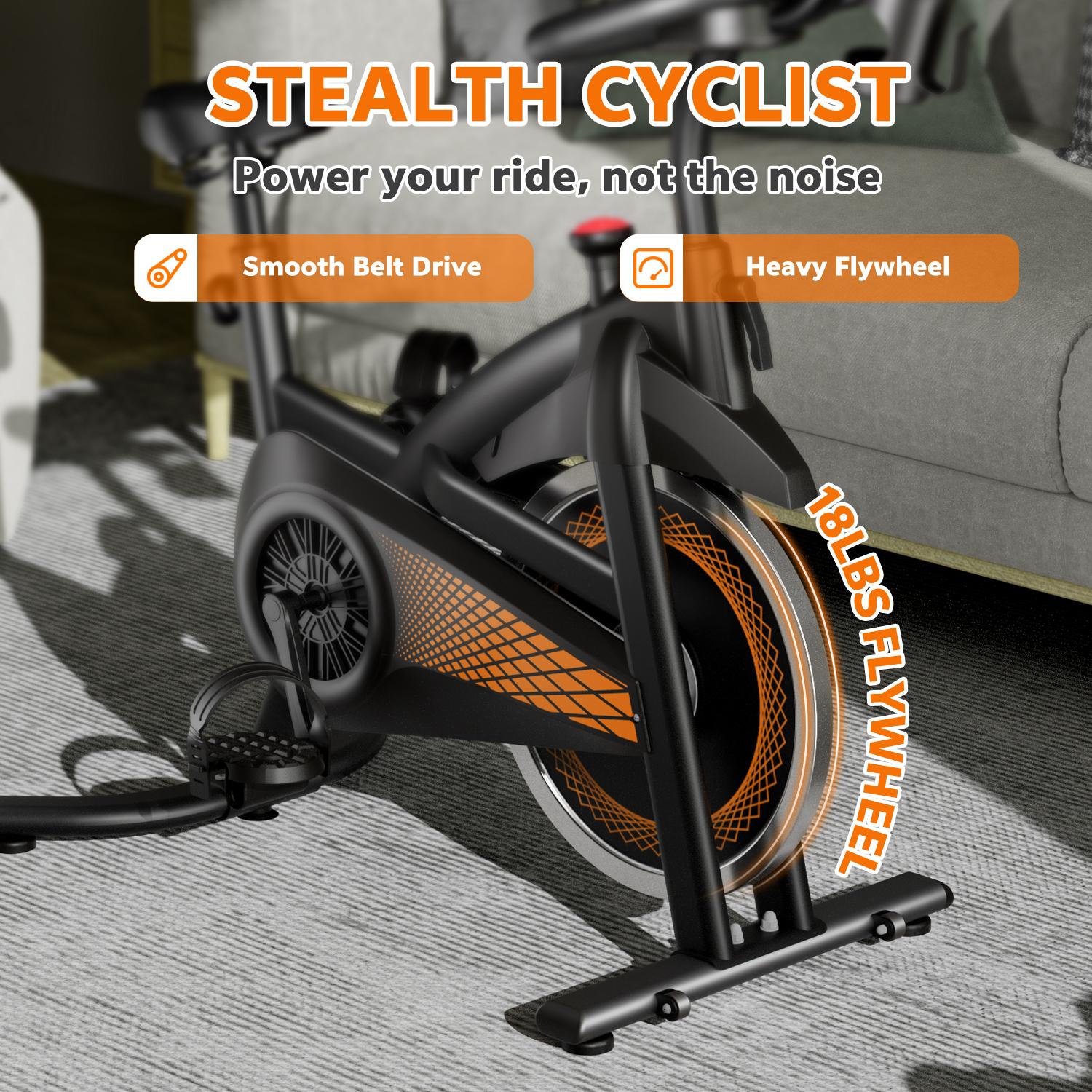 SAVEYOUR Adjustable Resistance Comfort Seat Indoor Exercise Bike with Quiet Magnetic Resistance and Ergonomic Seat for Home Fitness Cardio in Black & Orange SAVEYOUR Adjustable Resistance Comfort Seat Indoor Exercise Bike with Quiet Magnetic Resistance and Ergonomic Seat for Home Fitness Cardio in Black & Orange