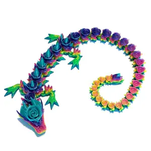 Large Rose Dragon - 3D Printed Articulating Decor Nature Decor Nature