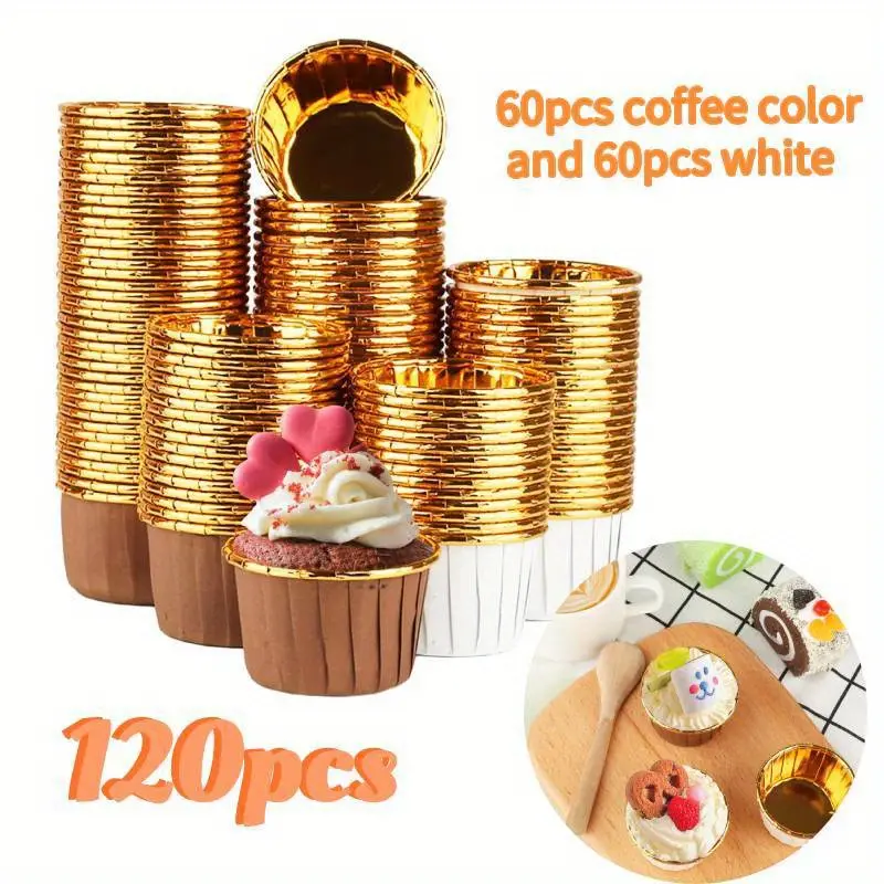 120 Pcs Thick Mini Muffin Baking Cups, Oil-Resistant Waterproof Paper Liners for Cupcakes, Baking Supplies for Oven Use, Wedding & Birthday Parties