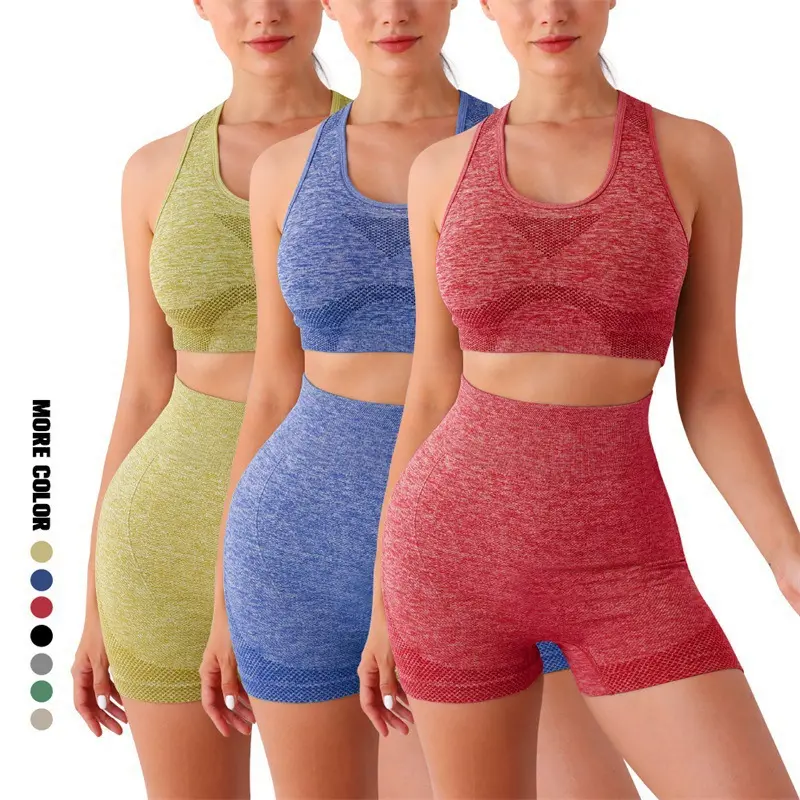 Women's 2-Piece Sports Fitness Set - Tummy Control Tank Top, Breathable Elastic Butt-Lifting Shorts, Quick-Dry Yoga Outfit