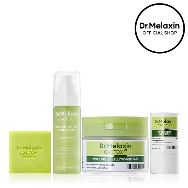 [Dr.Melaxin Official] CACTOX Deep Cleansing & Pore Care 4-Step Set | Cactus Extract & Cooling System for Pore Tightening, Reducing Puffiness, and Skin Repair