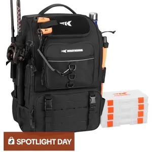 Karryall Fishing Tackle Backpack with Rod Holders 4 Tackle Boxes,40L Fishing Bag Storage Fishing Gear and Equipment, Multi-Functional Storage ,Waterproof & Durable Fishing Bag Ideal for Camping & Outdoor Activities Hunting SummerVibes