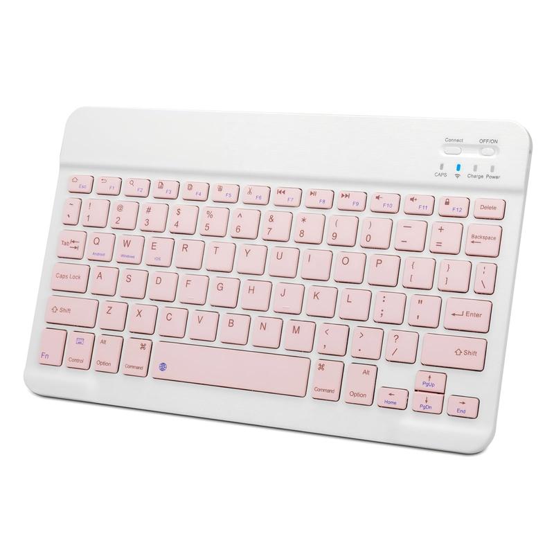Slim Wireless Keyboard and Mouse For iPad/Tablet/iOS/Android/PC, Bluetooth Rechargeable Wireless Mouse Keyboard Set, Portable Compact Keyboard and Mouse Combo, Pink