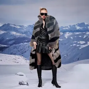 Imitation Fur Coat Tiger Pattern Fur Lengthened Artificial Fur Coat Fur Loose Overcoat Coat Womenswear Jackets winter clothes women