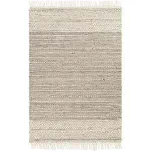Cream Veruela Wool Blend Braided Tassel Area Rug - Clearance
