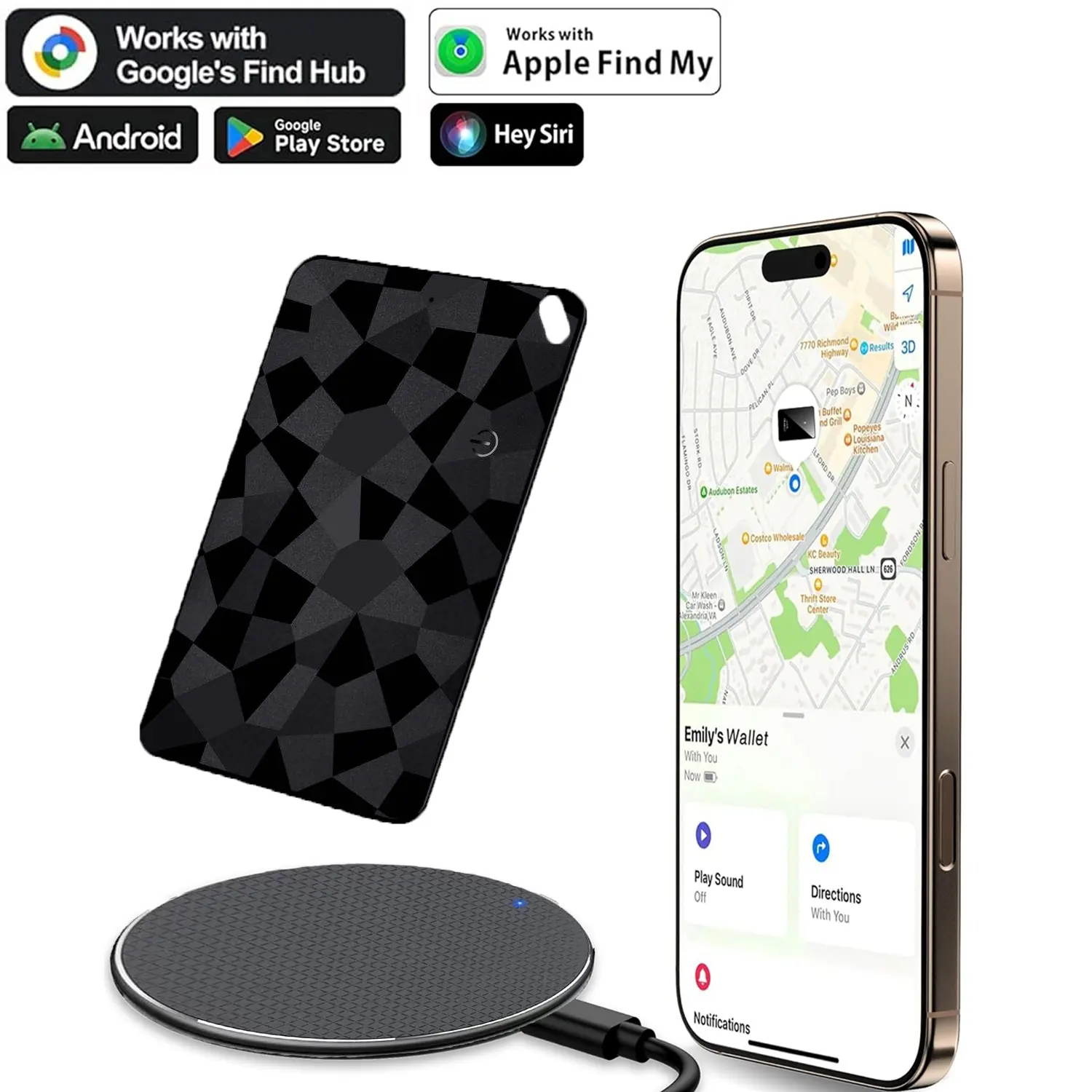 Wallet Tracker Card Air Tag, Bluetooth-compatible Smart Wallet Finder, Ultra-Thin 0.08 Inch, IP68 Waterproof, Supports Android & iOS, Smart Tracking, Luggage Tags, Passport, Wallet Locator, Wallet Tracker Airtag
