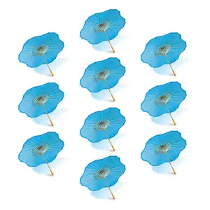 BULK PACK (10-Pack) 32 Inch Turquoise Paper Parasol Umbrella, Scallop Blossom Shaped with Elegant Handle