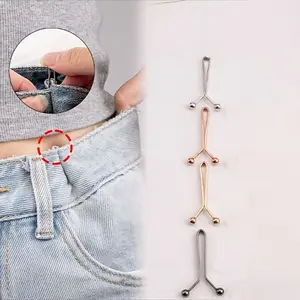 Adjustable Jean Clips, No Sew Quick Install Convenient Button Belt Extender, Seamless Leak-Proof Clamps for Skirts Scarves Shirts, Simple Alloy Design