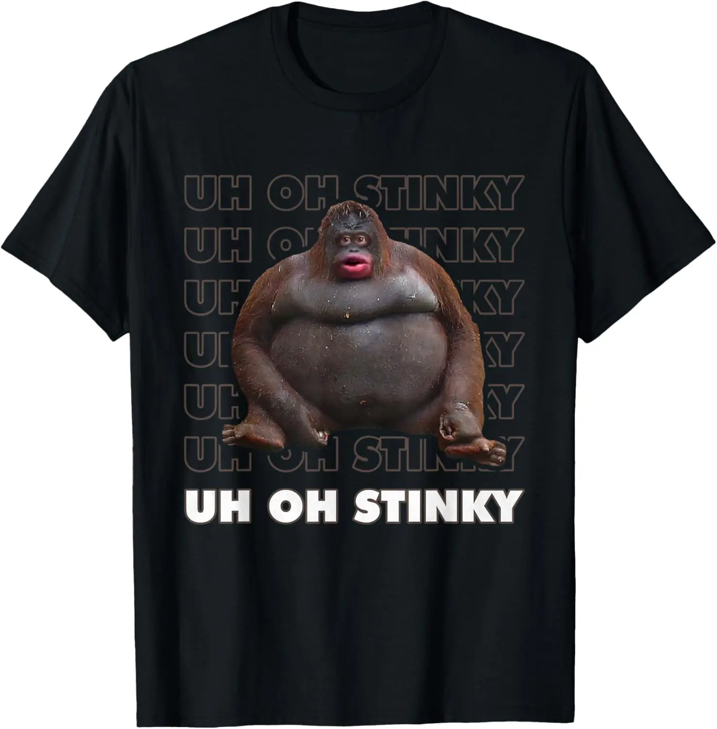 100% Cotton Tee Uh Oh Stinky Poop Meme Funny Monkey T-Shirt Men's Breathable T-Shirt with Look