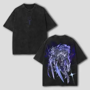 Men's 100% Cotton Short-Sleeve Round Neck Distressed Elden Ring Heolstor the Nightlord T-Shirt, Unisex Fitted Cut, Multi-Size, Figure-Flattering, Vintage Casual Festive Retro Gaming Top